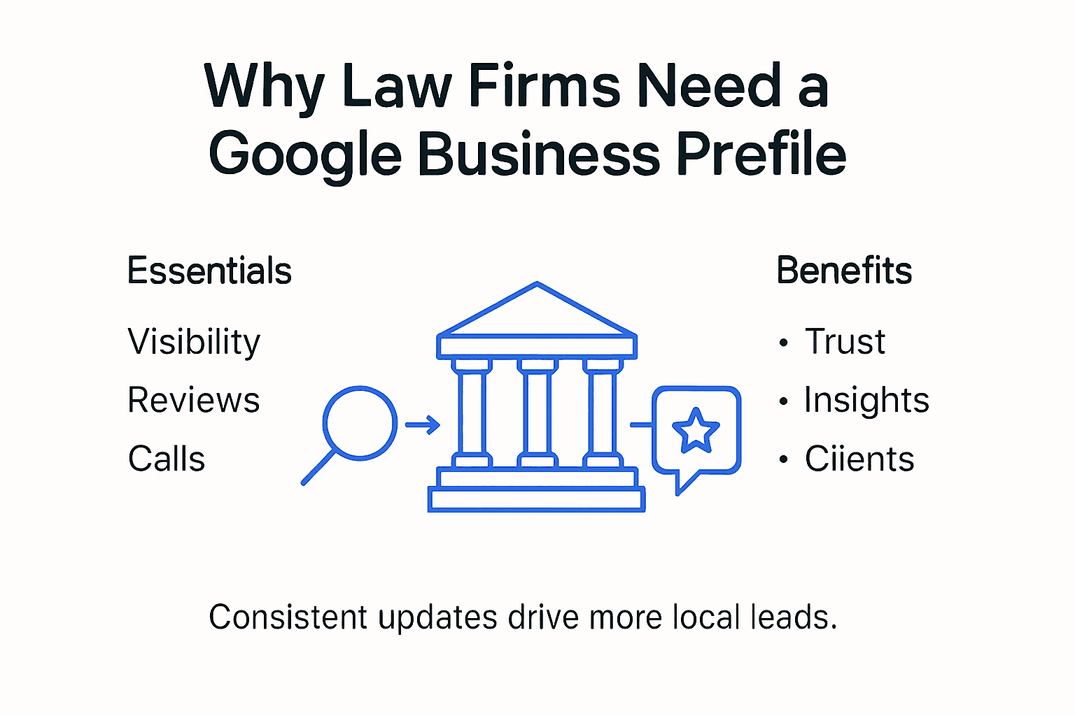 Infographic with law firm Google profile benefits