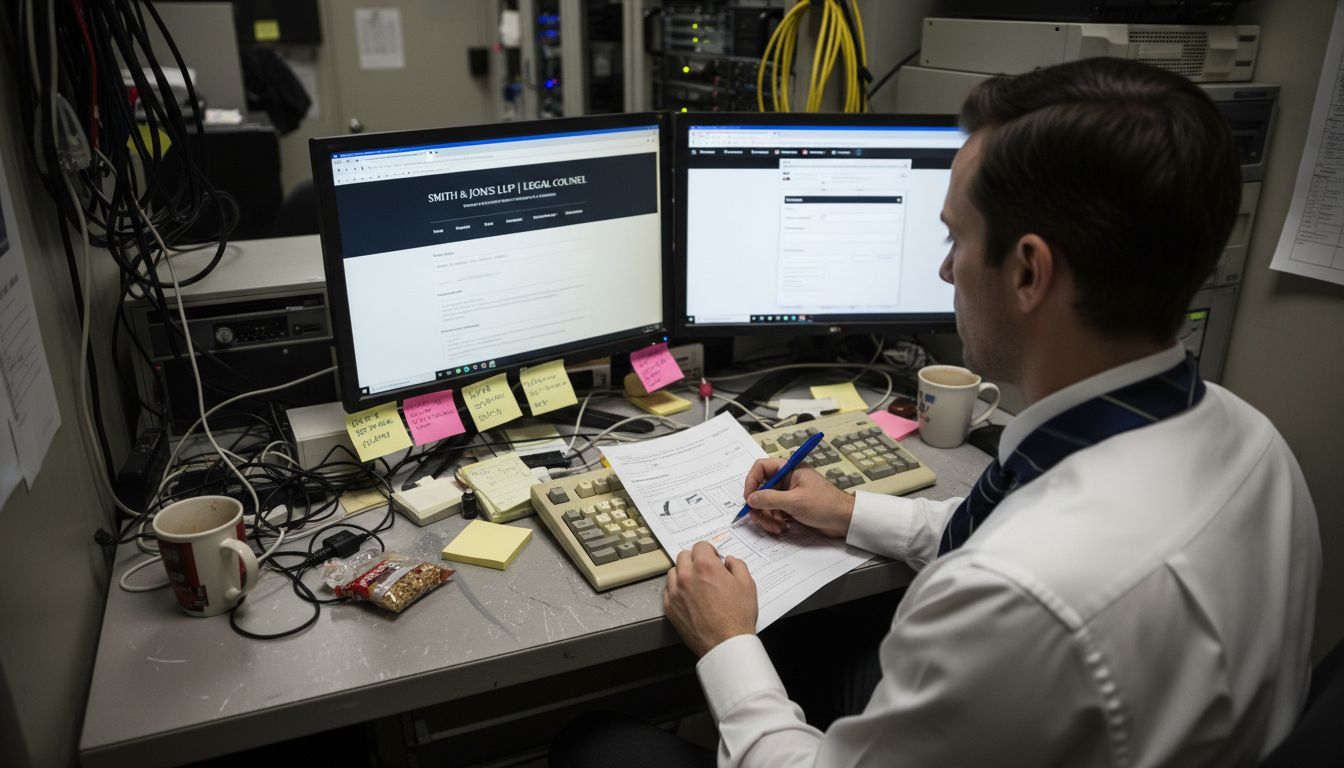 Web manager reviewing law firm website content