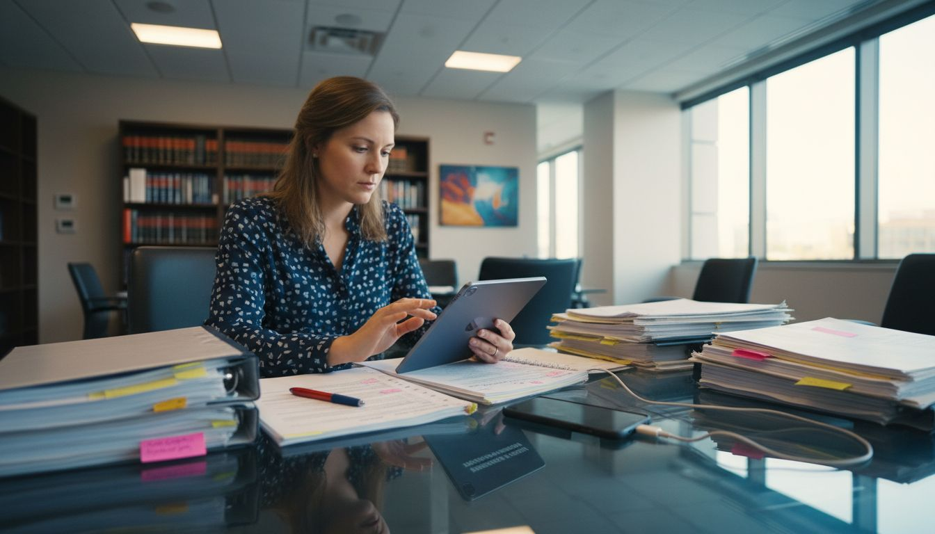 Lawyer uses AI research tool in meeting room