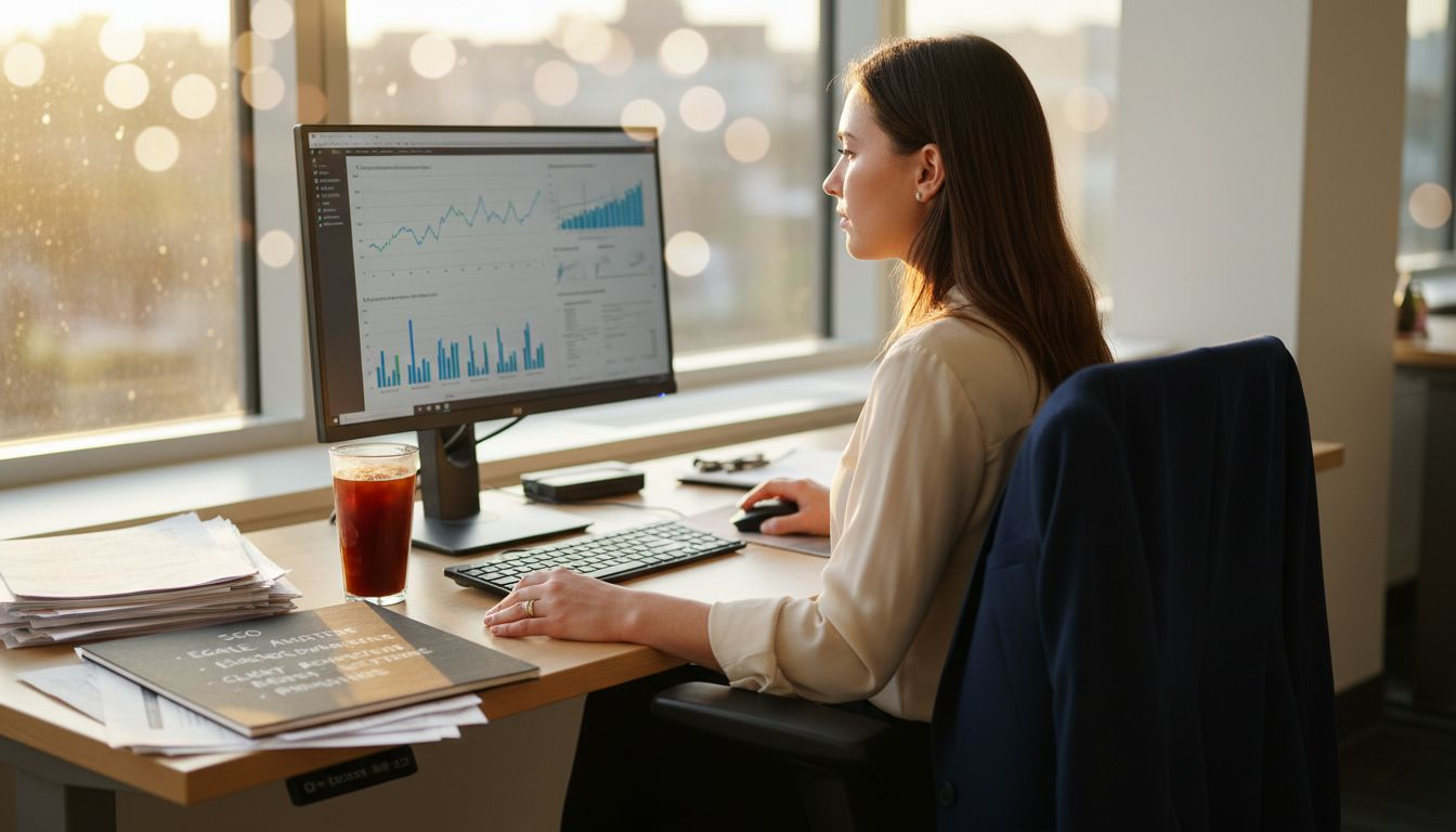 Legal marketer viewing SEO analytics dashboard