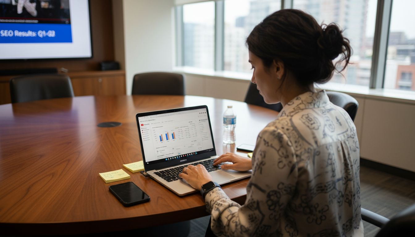 Law firm video SEO optimization process scene