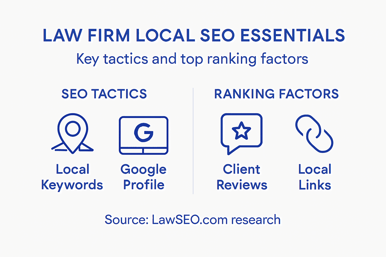 Infographic showing law firm local SEO tactics
