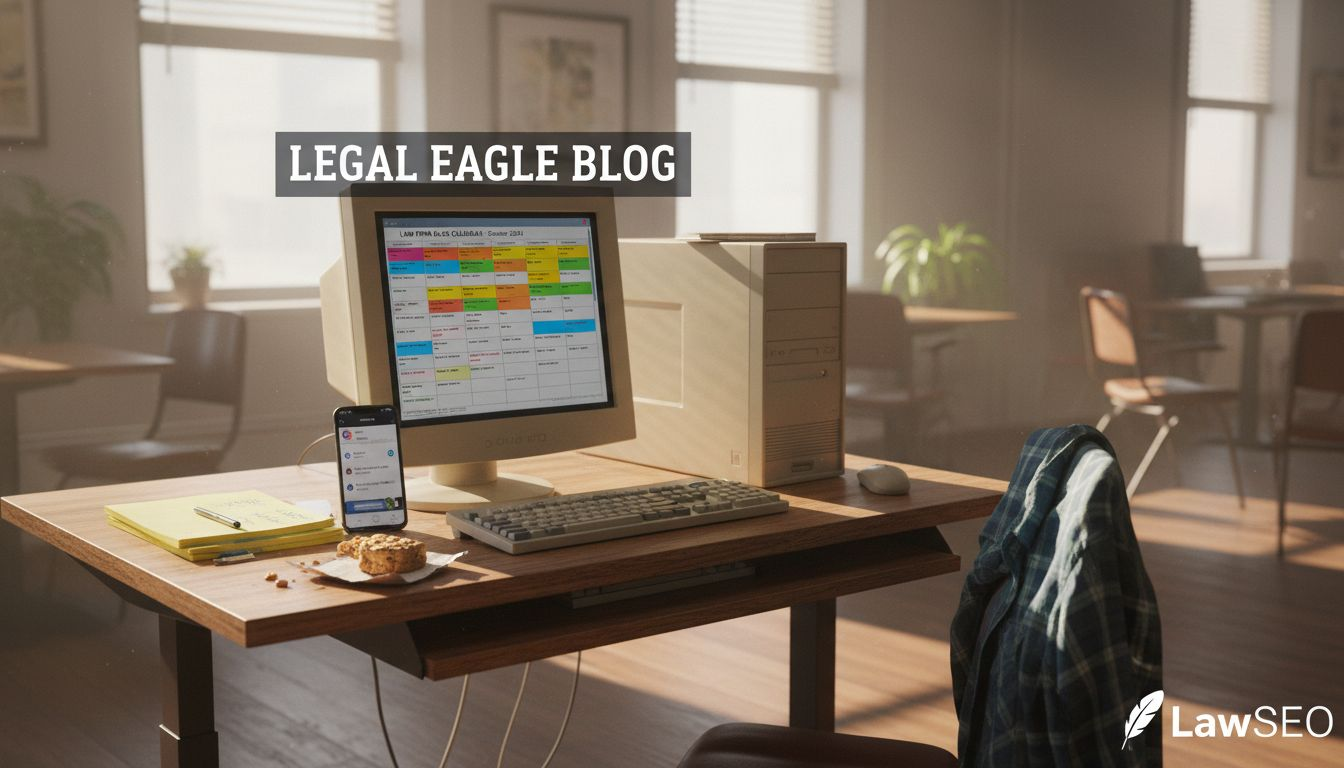 Paralegal updating content calendar at law firm