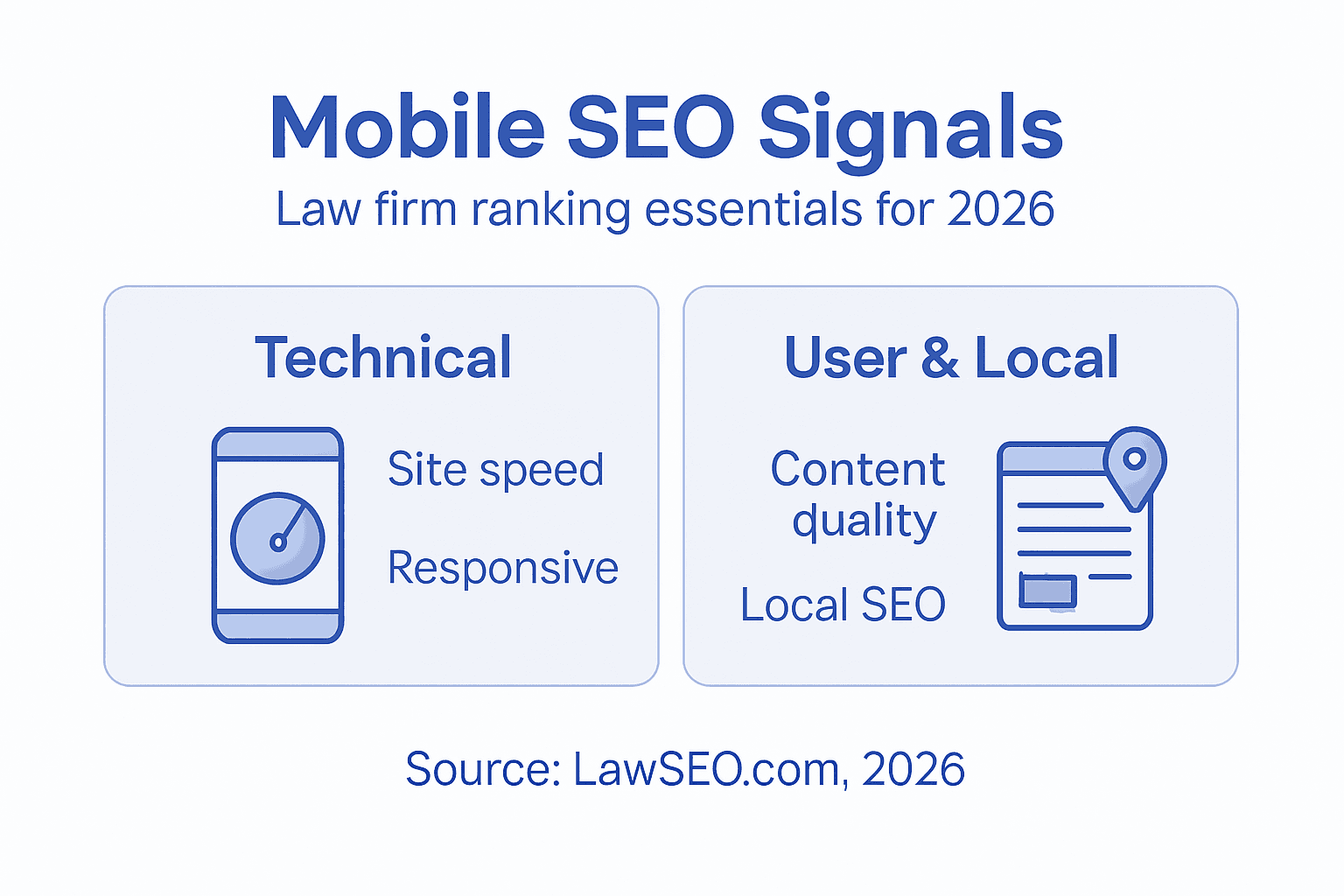 Infographic of mobile SEO signals for law