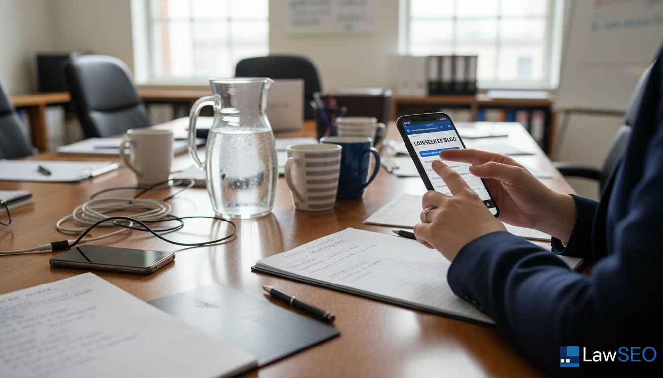 Paralegal tests mobile navigation on smartphone