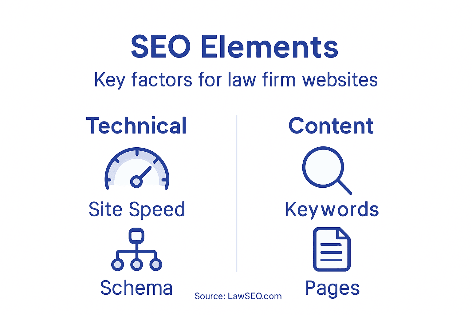 Infographic of core law firm SEO elements