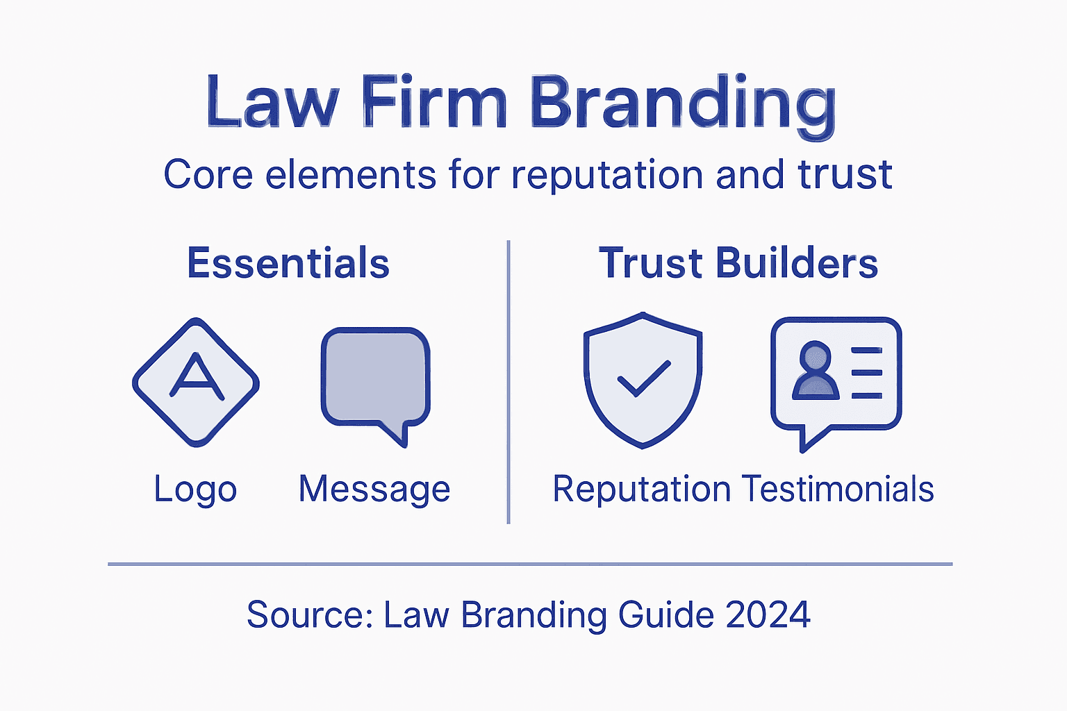 Infographic shows law firm branding essentials and trust builders