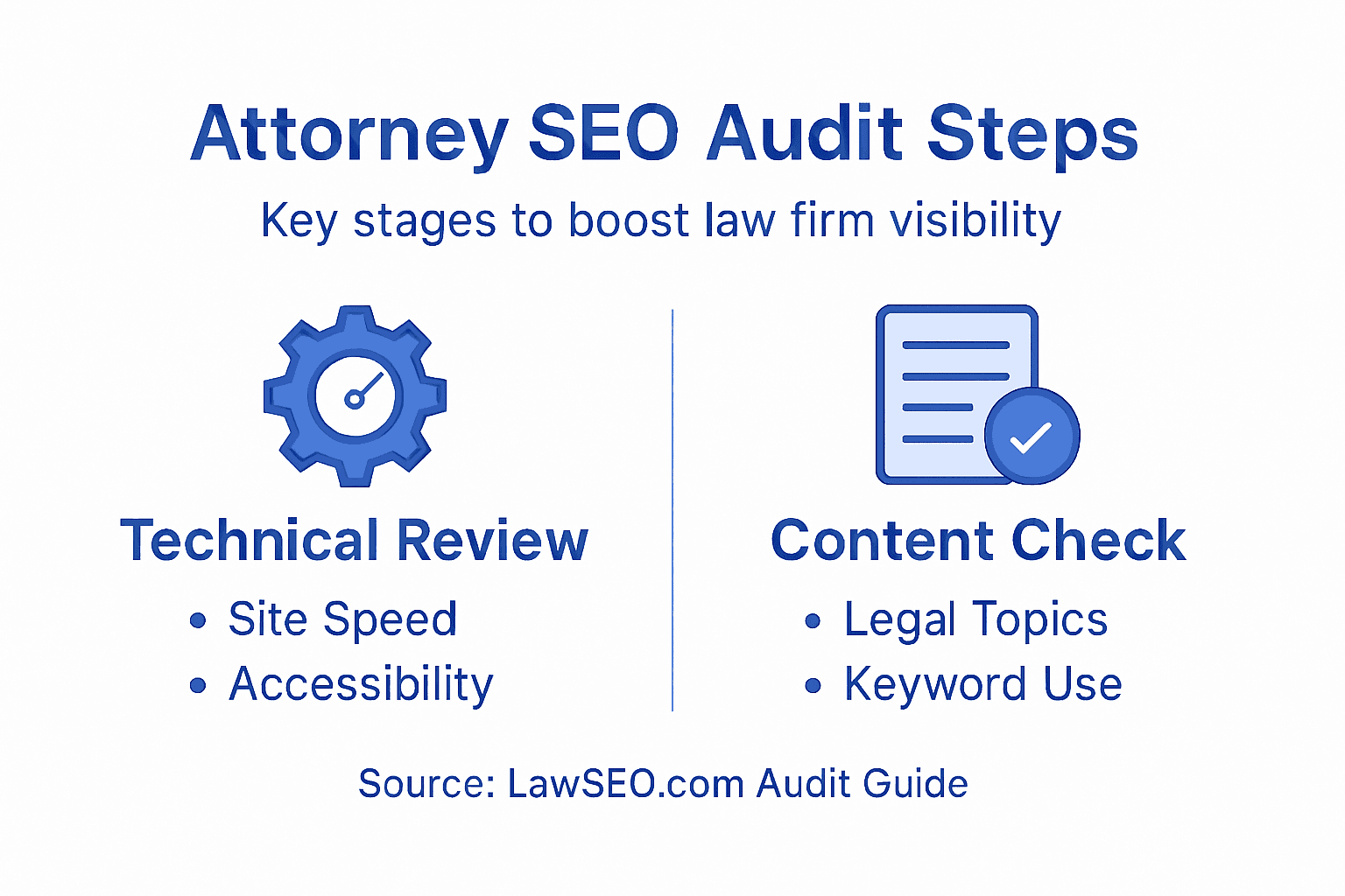 Infographic law firm SEO audit steps summary