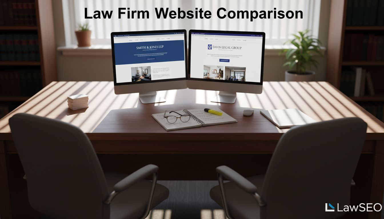 Lawyers comparing law firm websites screen