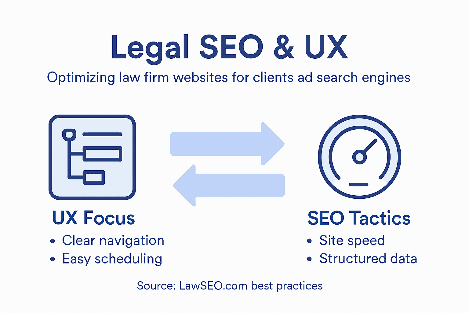 Infographic of law firm UX and SEO essentials