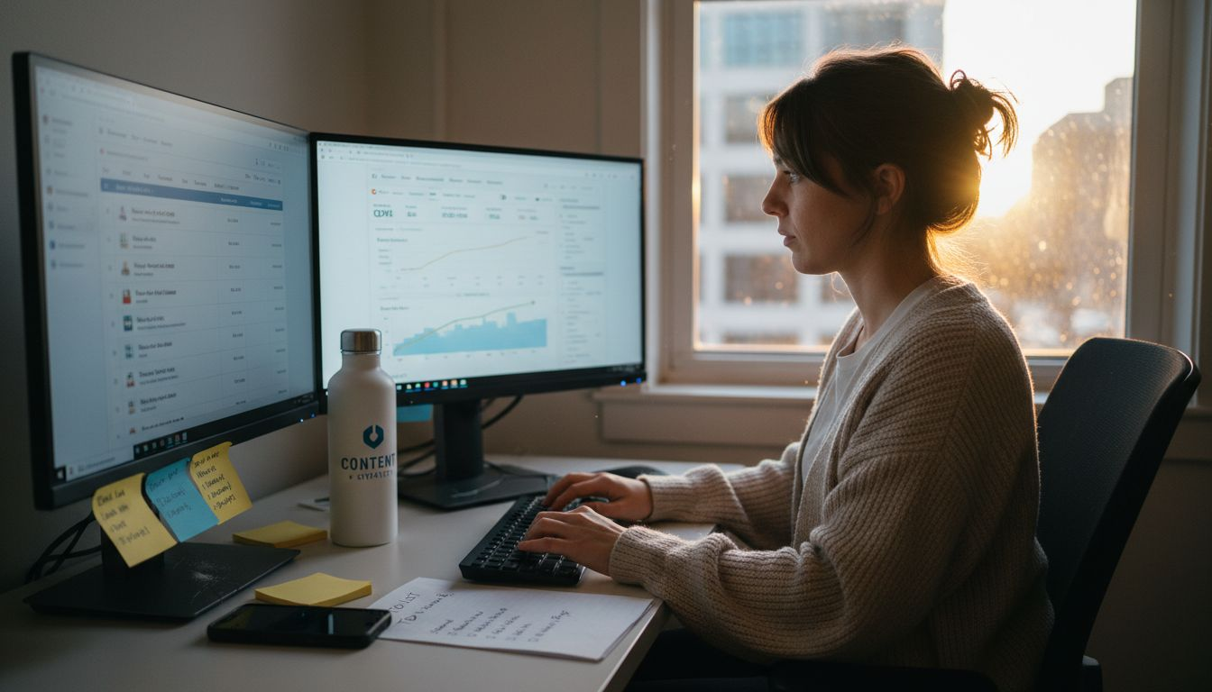 Content specialist setting up workflow software