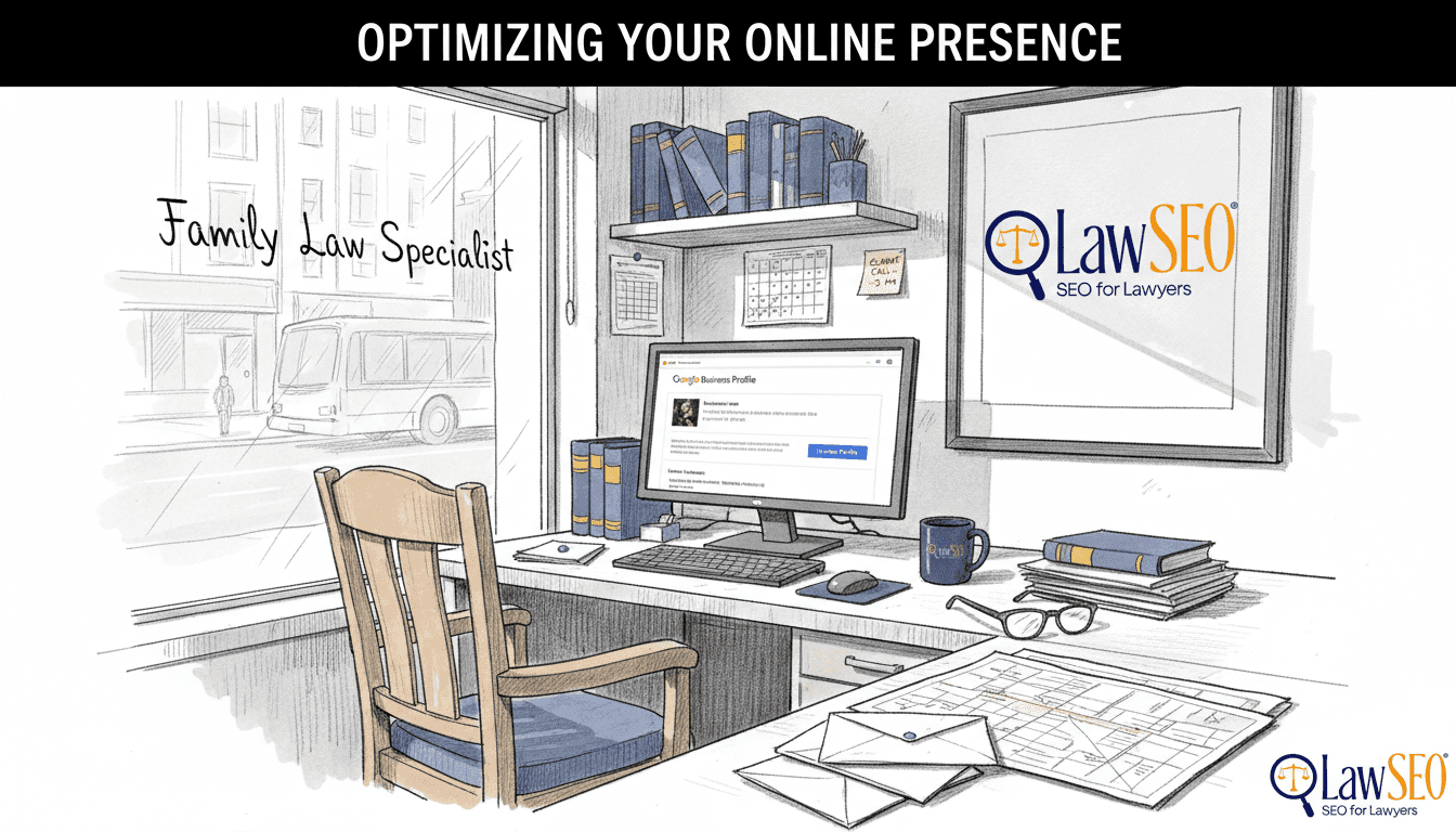 Attorney updating local SEO at office desk