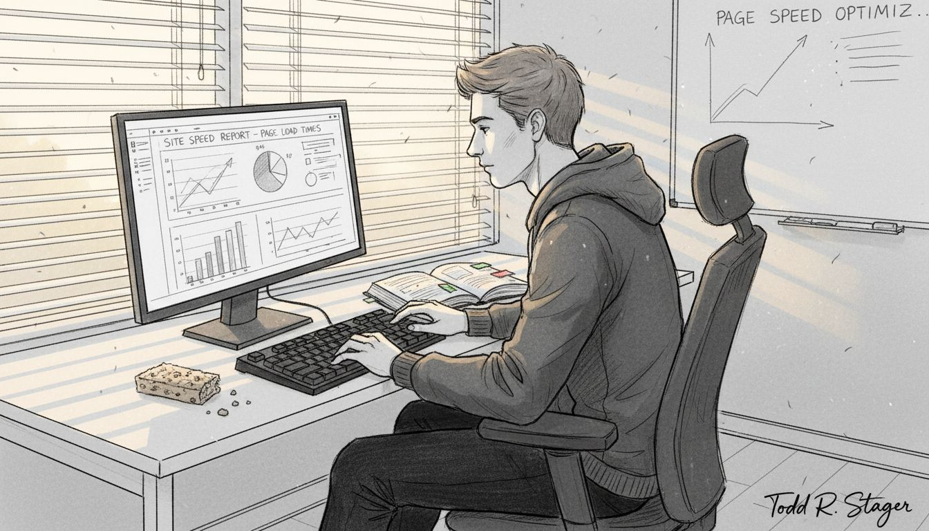 Developer checking website speed optimization tools