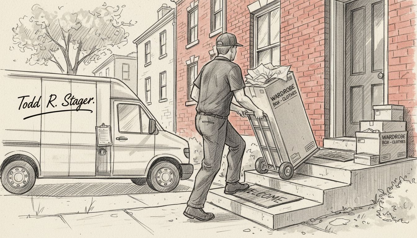 Movers carrying boxes at customer home