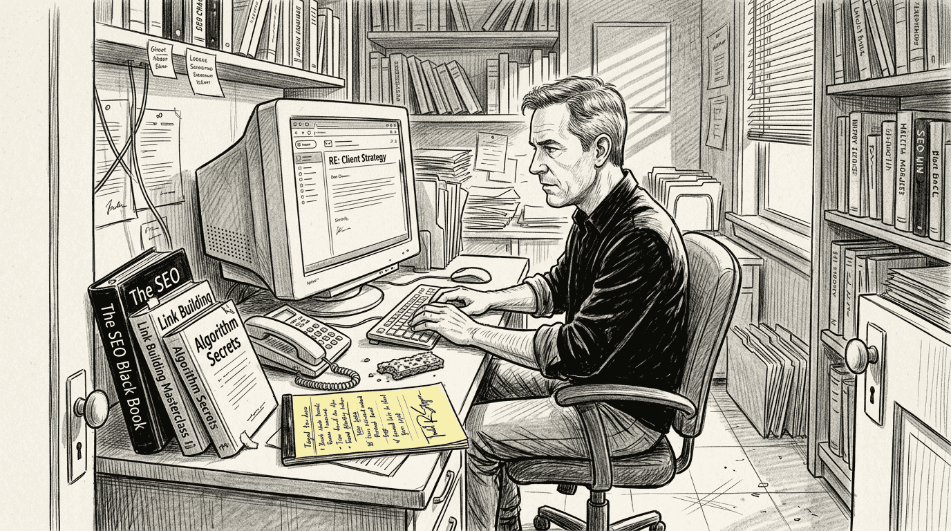 SEO expert workspace with personal touches