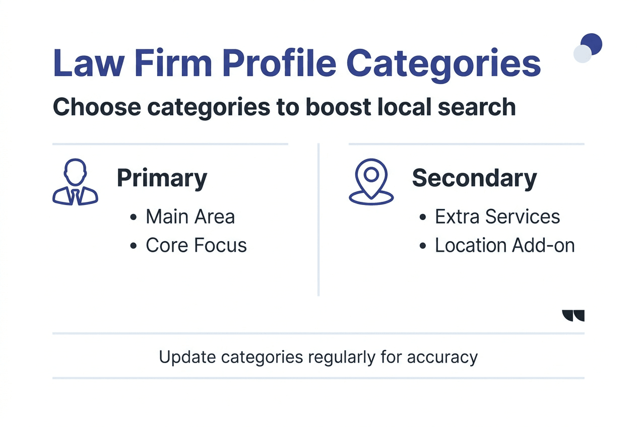 Infographic about business profile categories for law firms