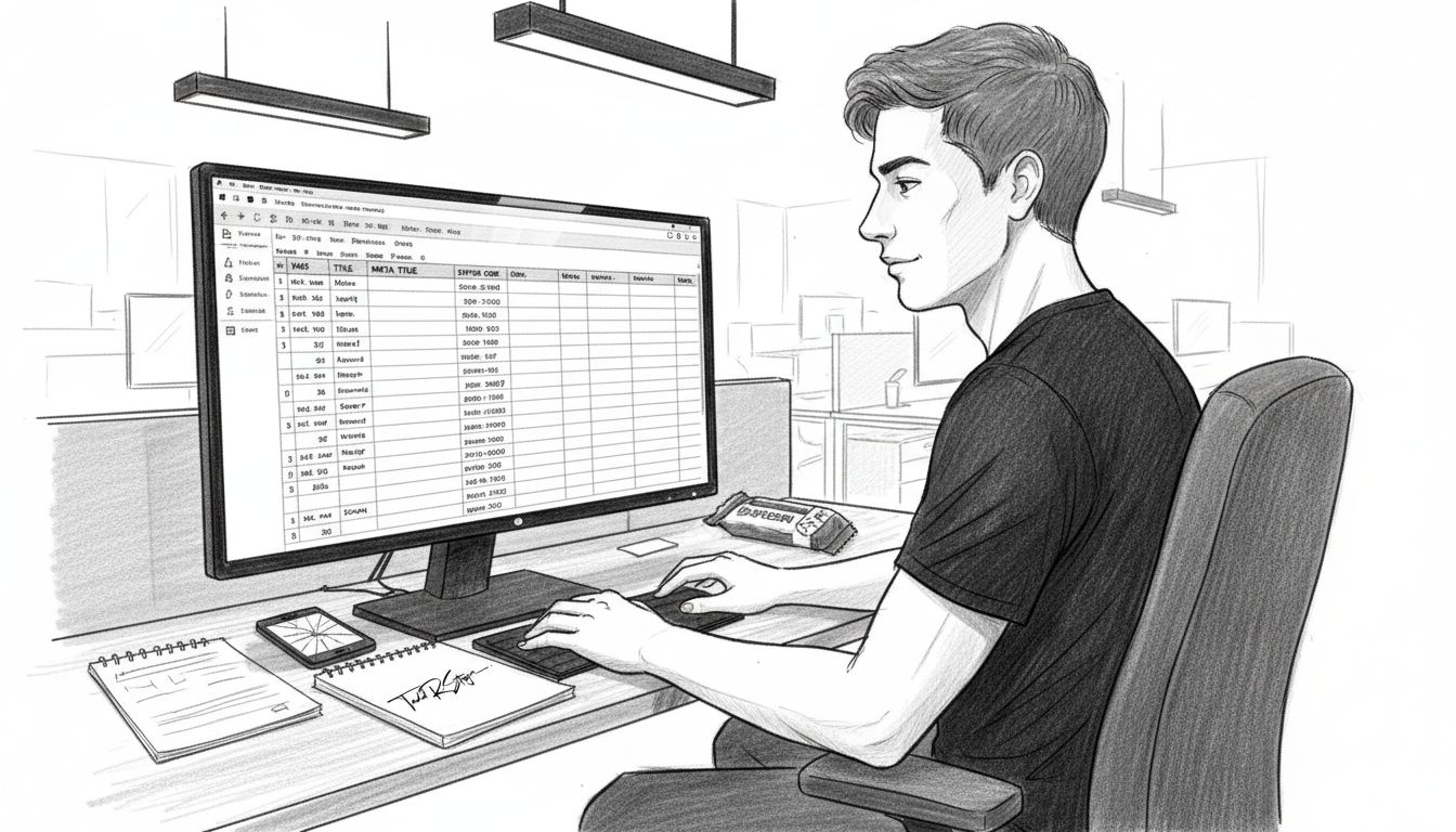 Engineer reviewing technical SEO audit at desk
