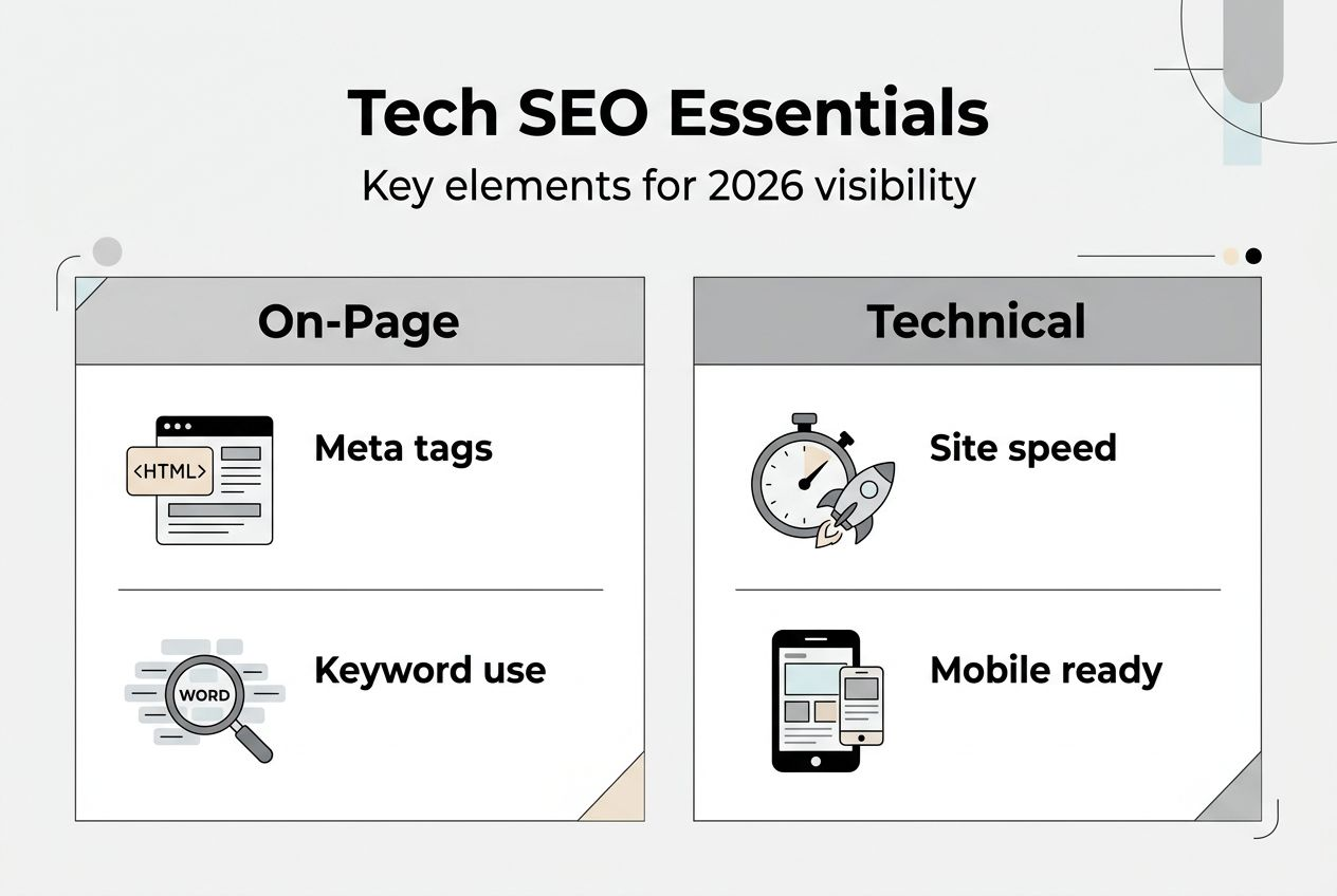 Infographic of core SEO components for tech firms