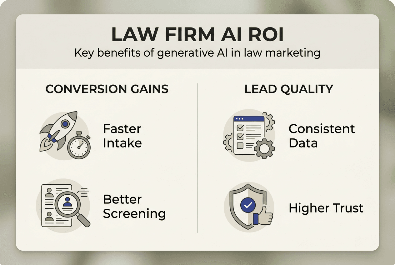 Infographic of AI benefits for law firms