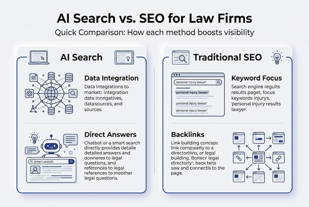 Infographic comparing AI search and SEO methods