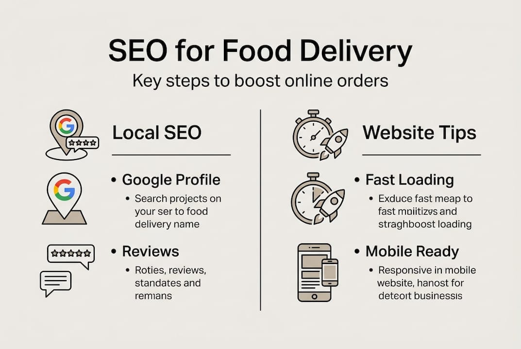 Infographic with SEO and website tips for delivery