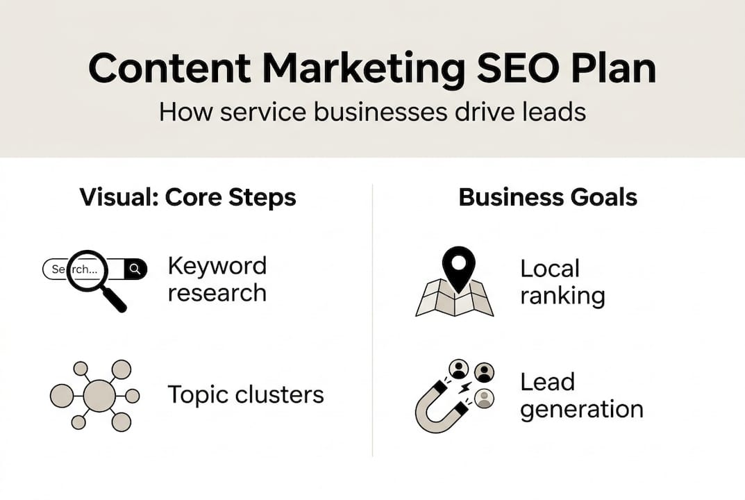 Infographic showing content marketing SEO steps