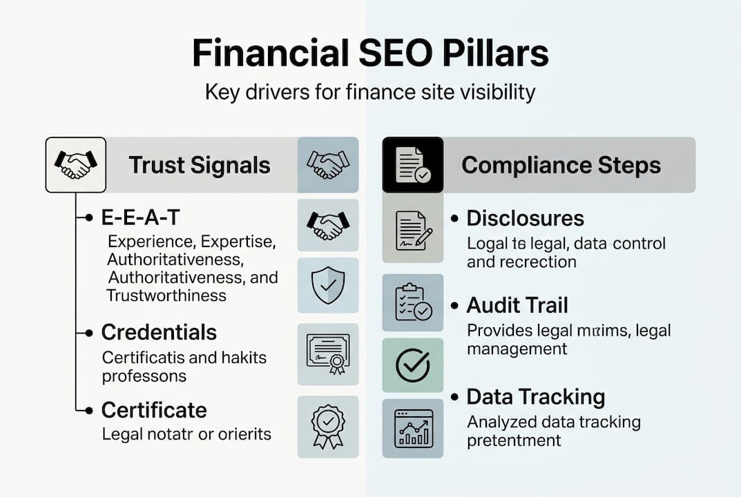 Infographic of foundational SEO pillars for financial services