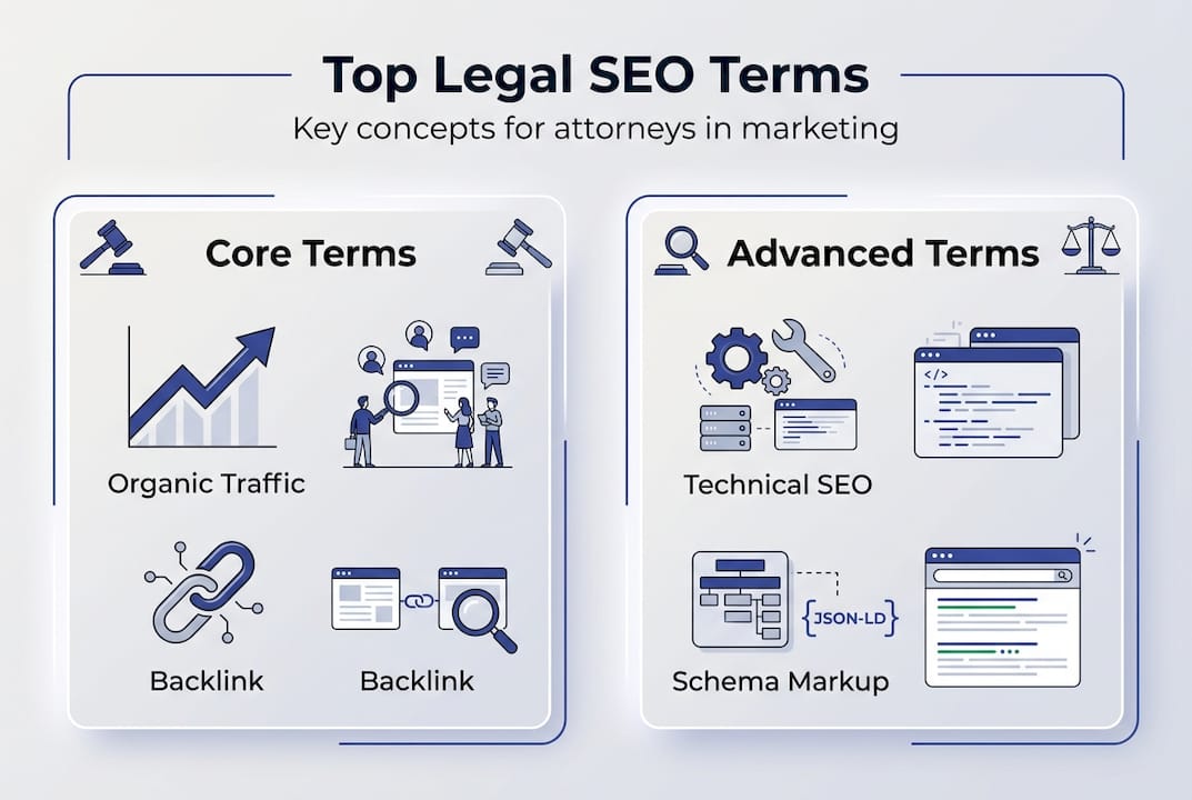 Infographic of top SEO terms for attorneys