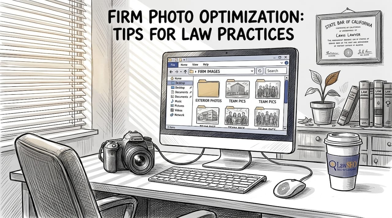 Legal assistant uploading law office photos