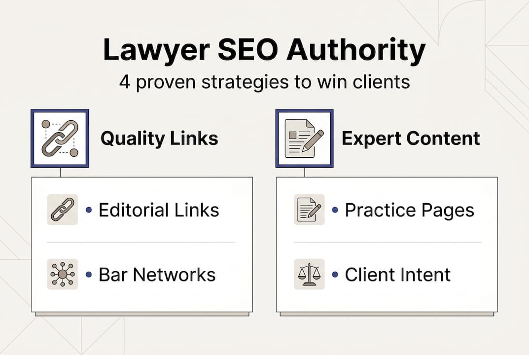 Infographic on lawyer SEO authority strategies