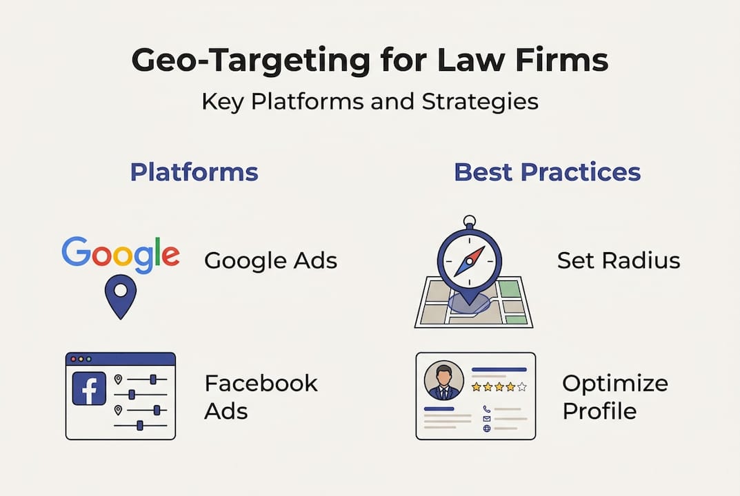 Infographic detailing law firm geo-targeting strategies