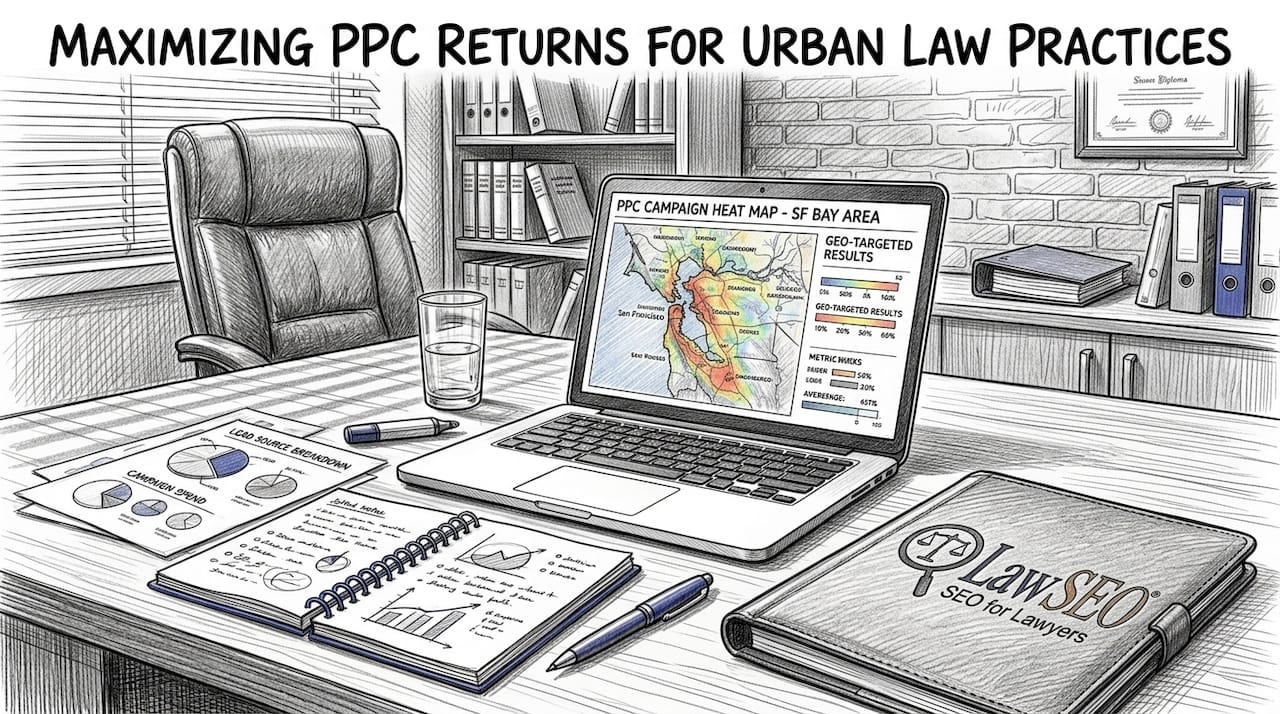 Paralegal reviewing geo-targeted PPC campaign data