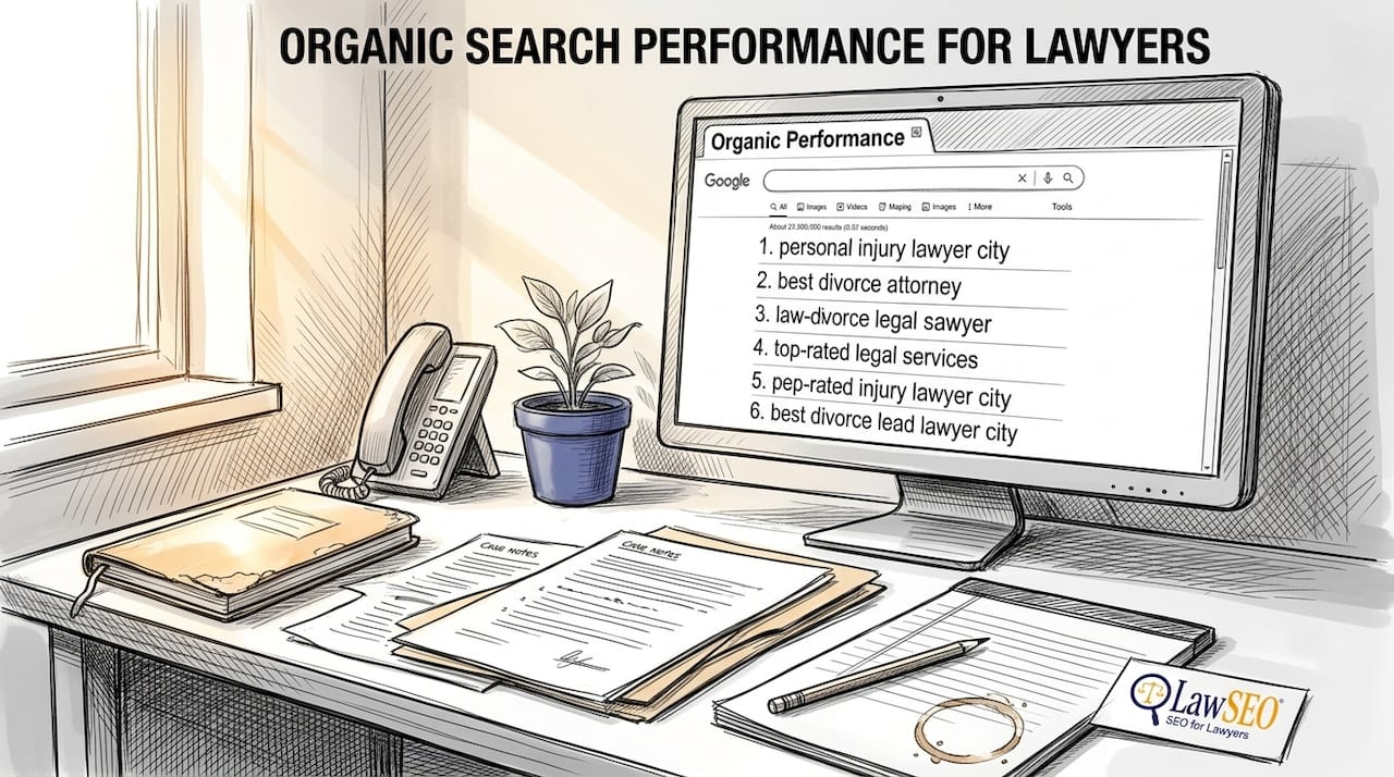 Attorney on phone reviewing search rankings