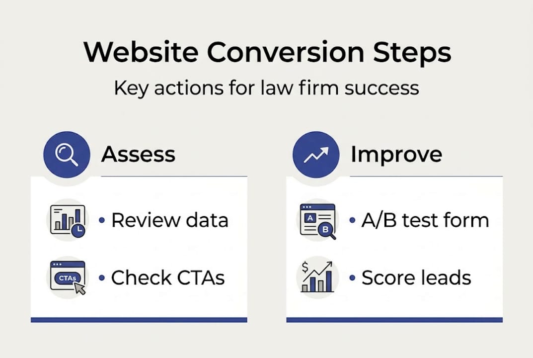 Infographic showing law firm website conversion steps