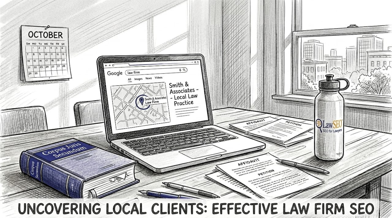 Law firm team member reviews Google search results