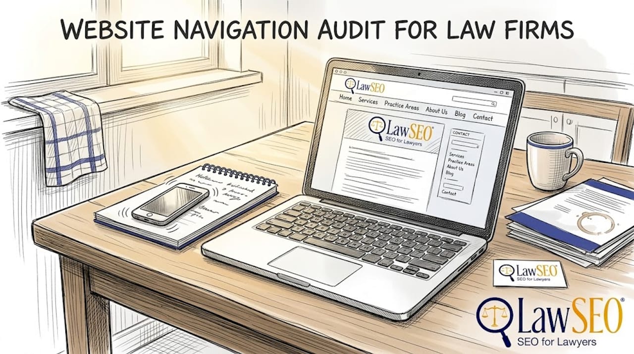 Paralegal reviewing website navigation in kitchen break room