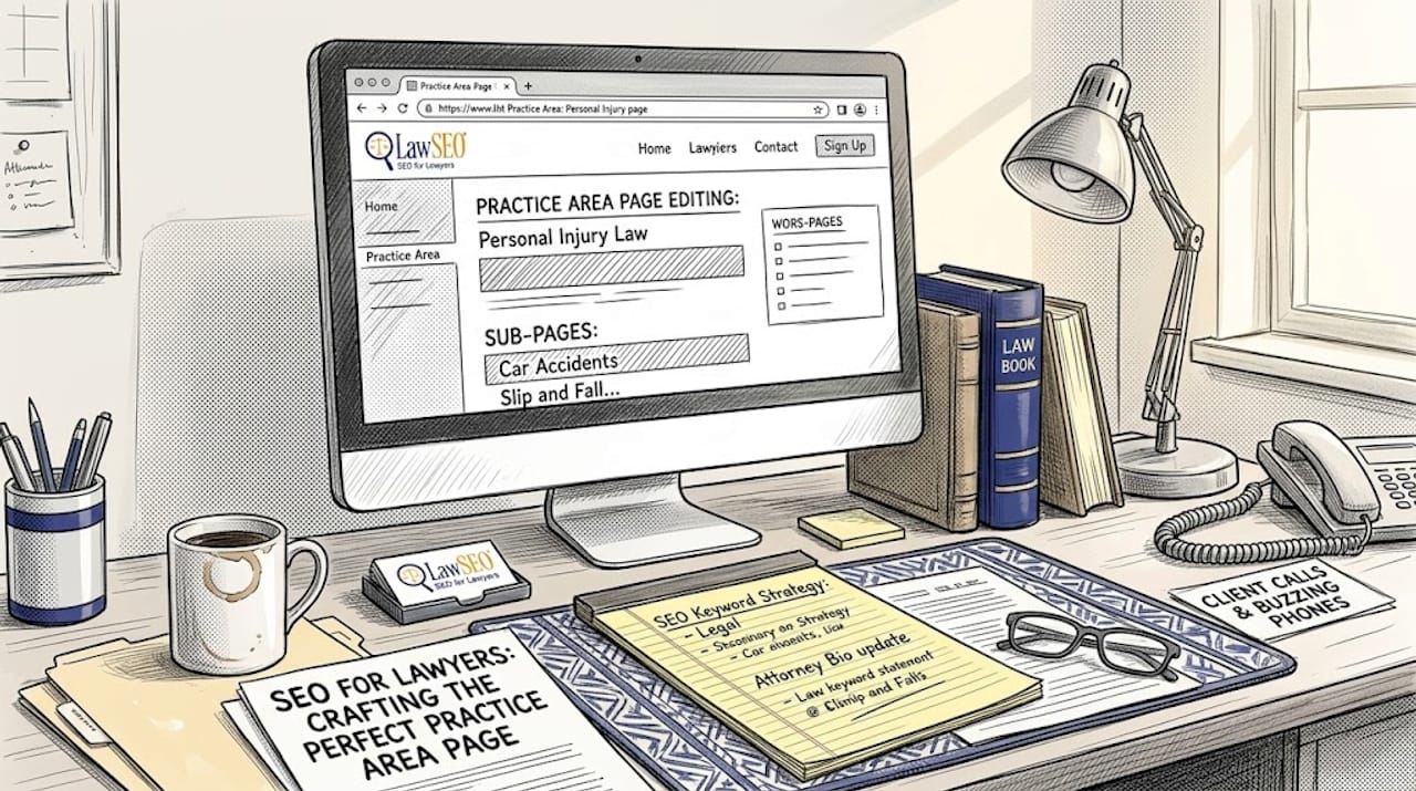 Lawyer revising law firm web content