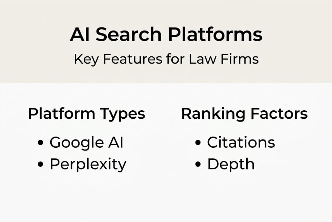 Infographic comparing law firm AI search platforms