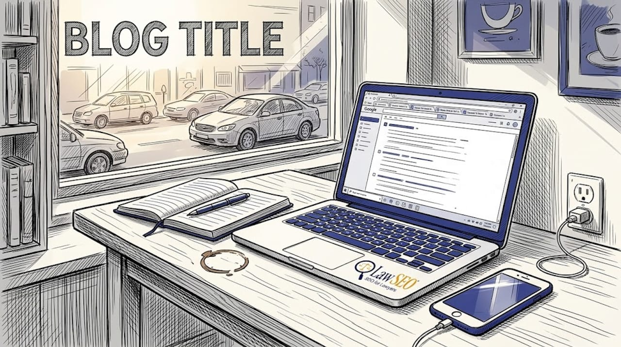 Lawyer reviews firm website on smartphone