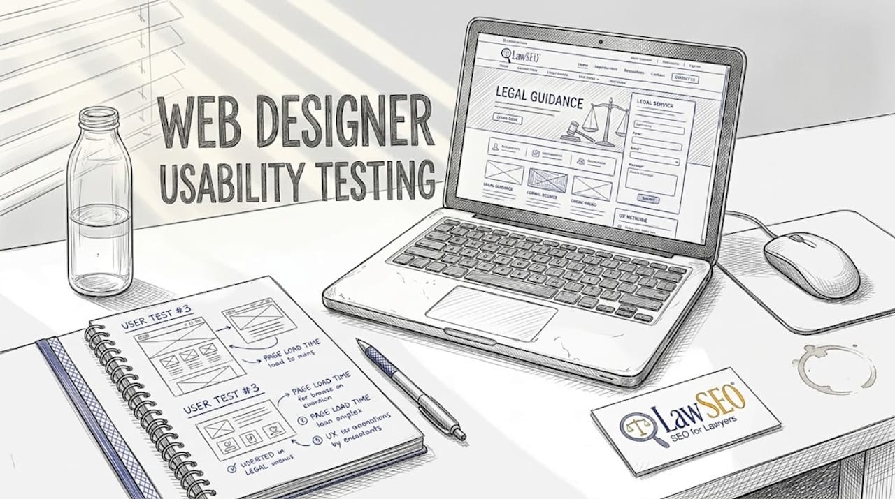 Designer testing law firm website UX