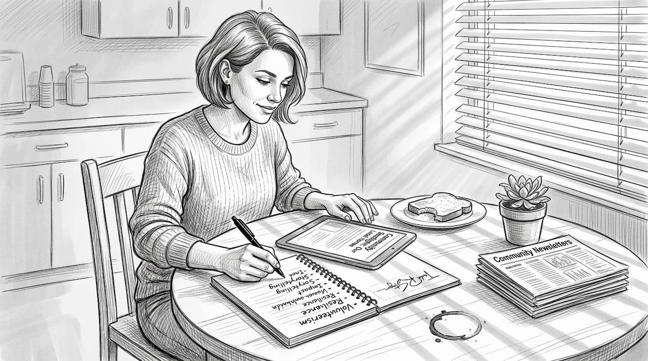 Staff member writing funeral home blog