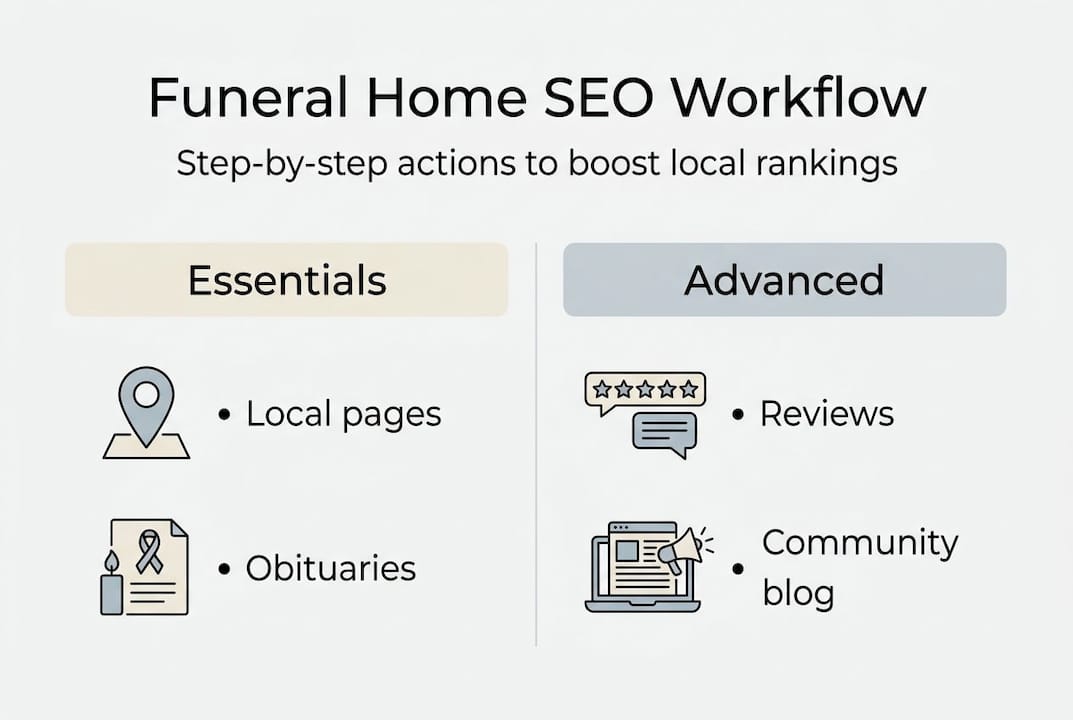 Infographic shows funeral home SEO workflow