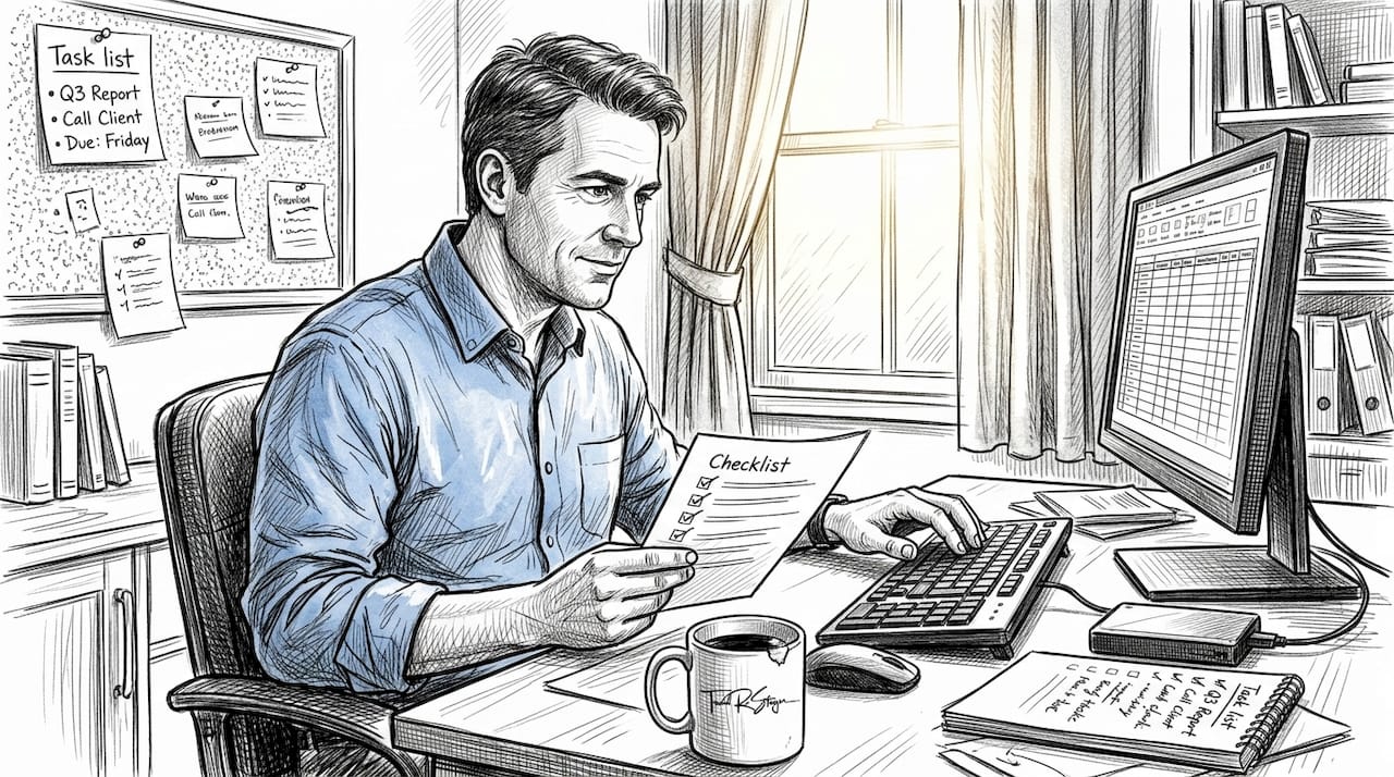 Business owner optimizing website at desk