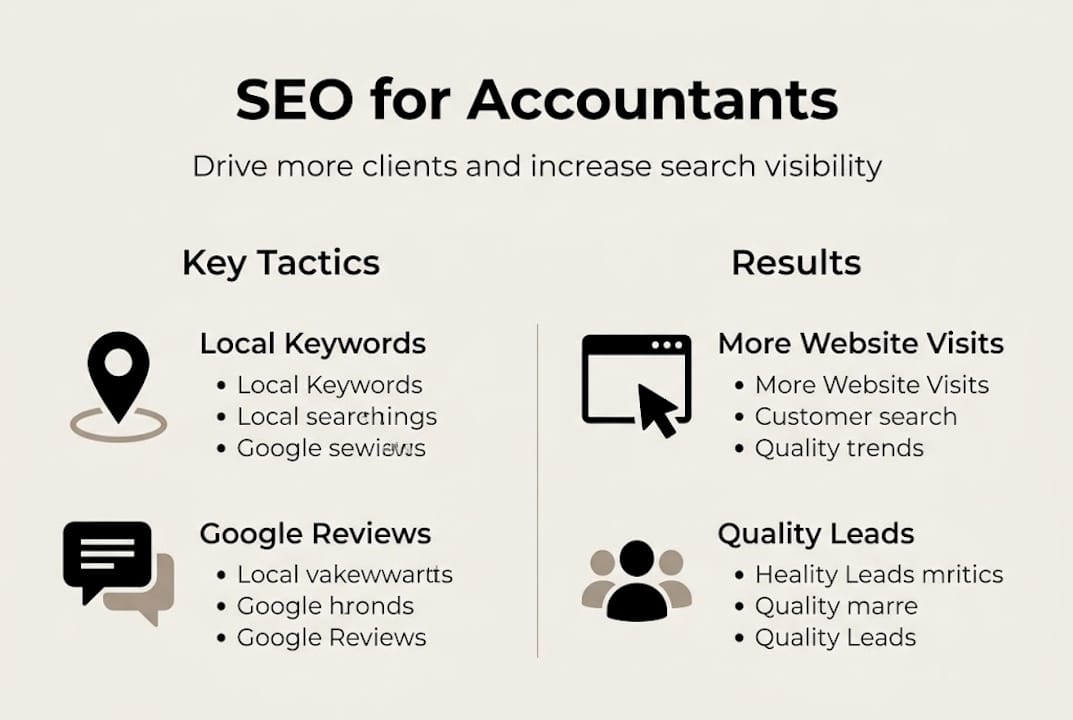 Infographic on SEO tactics and outcomes for accountants