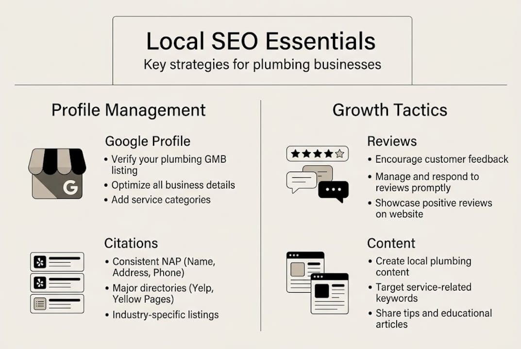 Infographic of local SEO strategies for plumbers