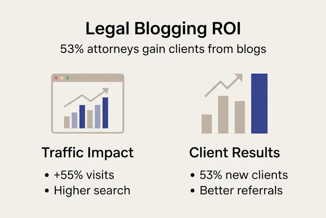 Infographic showing legal blogging ROI stats