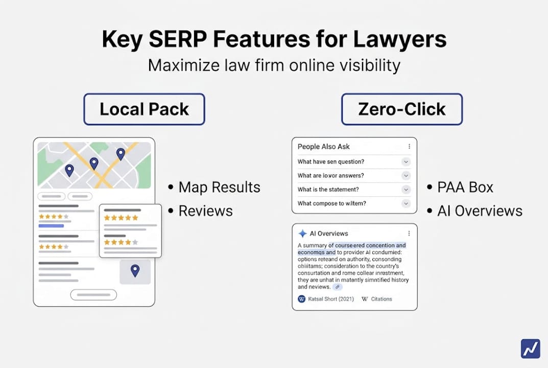 Infographic on SERP features for law firms