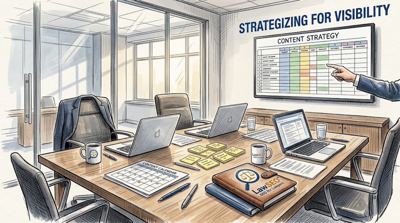 Law firm team planning content strategy
