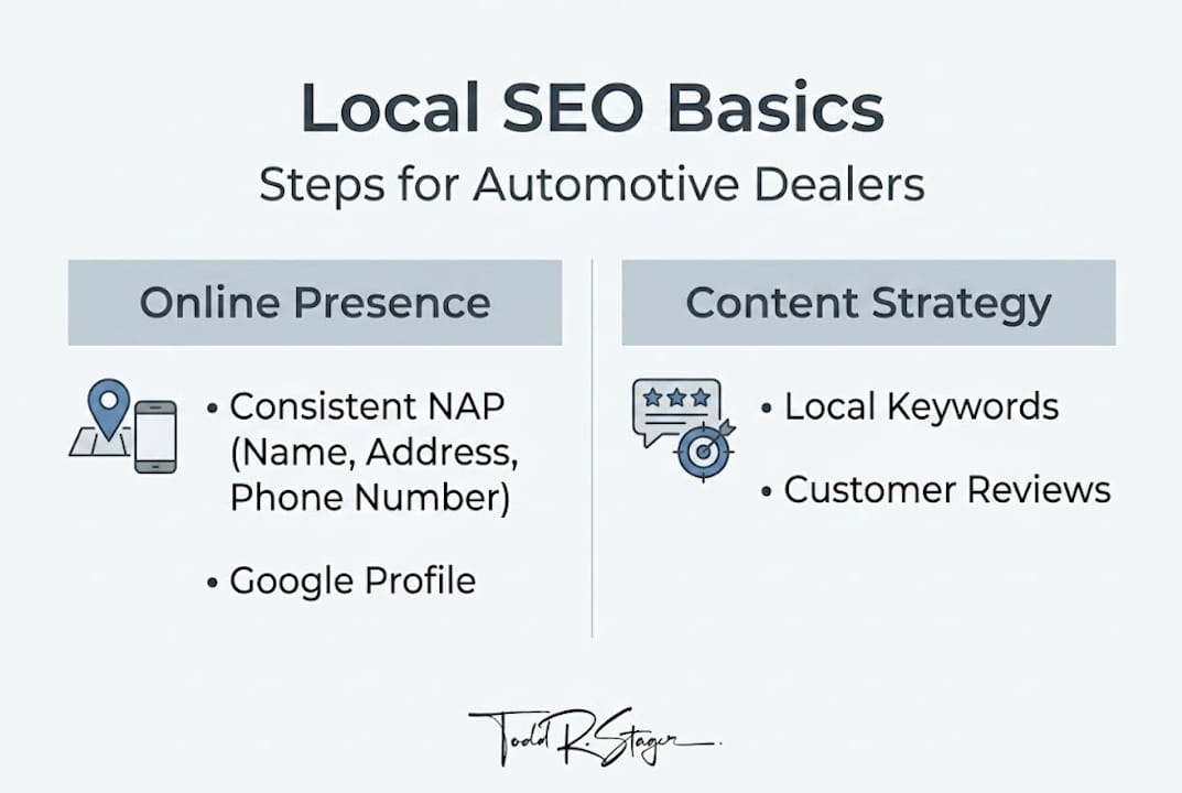 Infographic of local SEO essentials for dealers