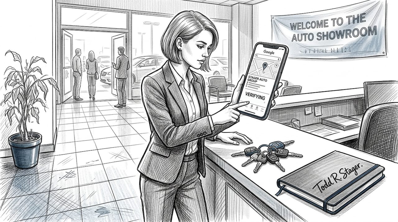 Sales associate checks dealership local search
